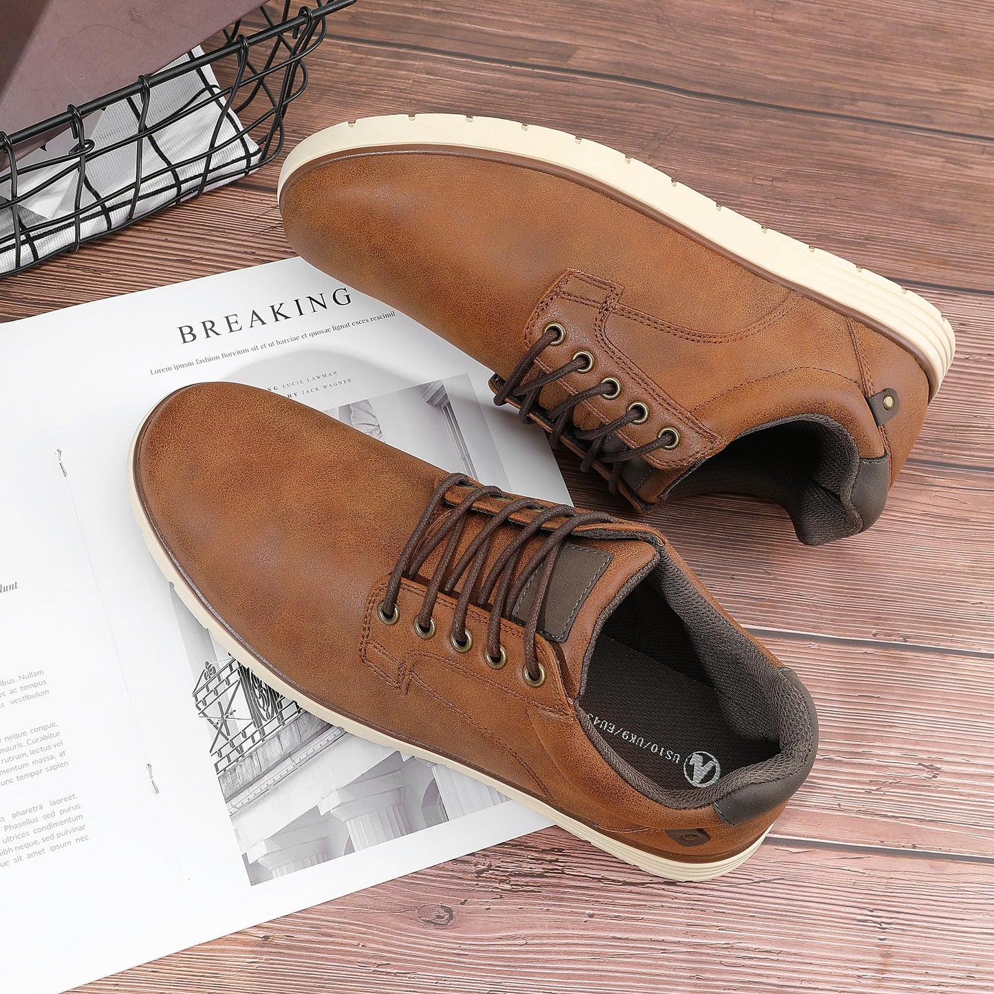Men's Vintage Solid Color Low Top Boots, Comfy Non Slip Durable Lace Up Shoes For Men's Outdoor Activities