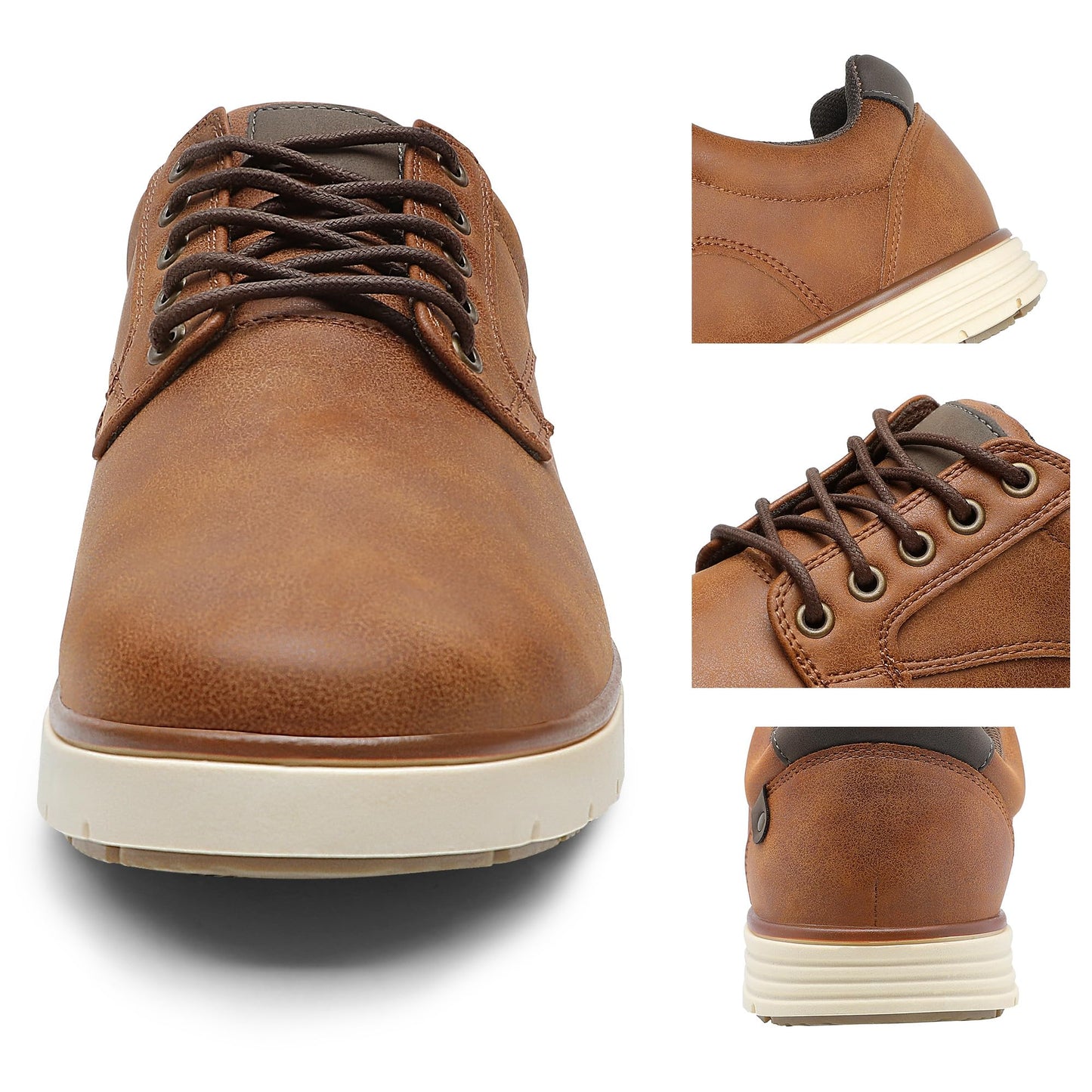 Men's Vintage Solid Color Low Top Boots, Comfy Non Slip Durable Lace Up Shoes For Men's Outdoor Activities