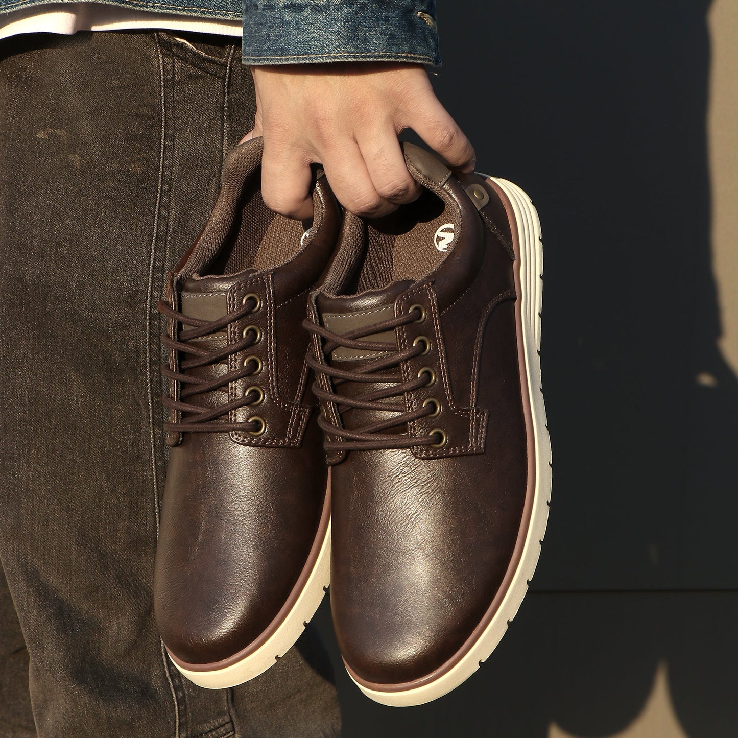 Men's Vintage Solid Color Low Top Boots, Comfy Non Slip Durable Lace Up Shoes For Men's Outdoor Activities