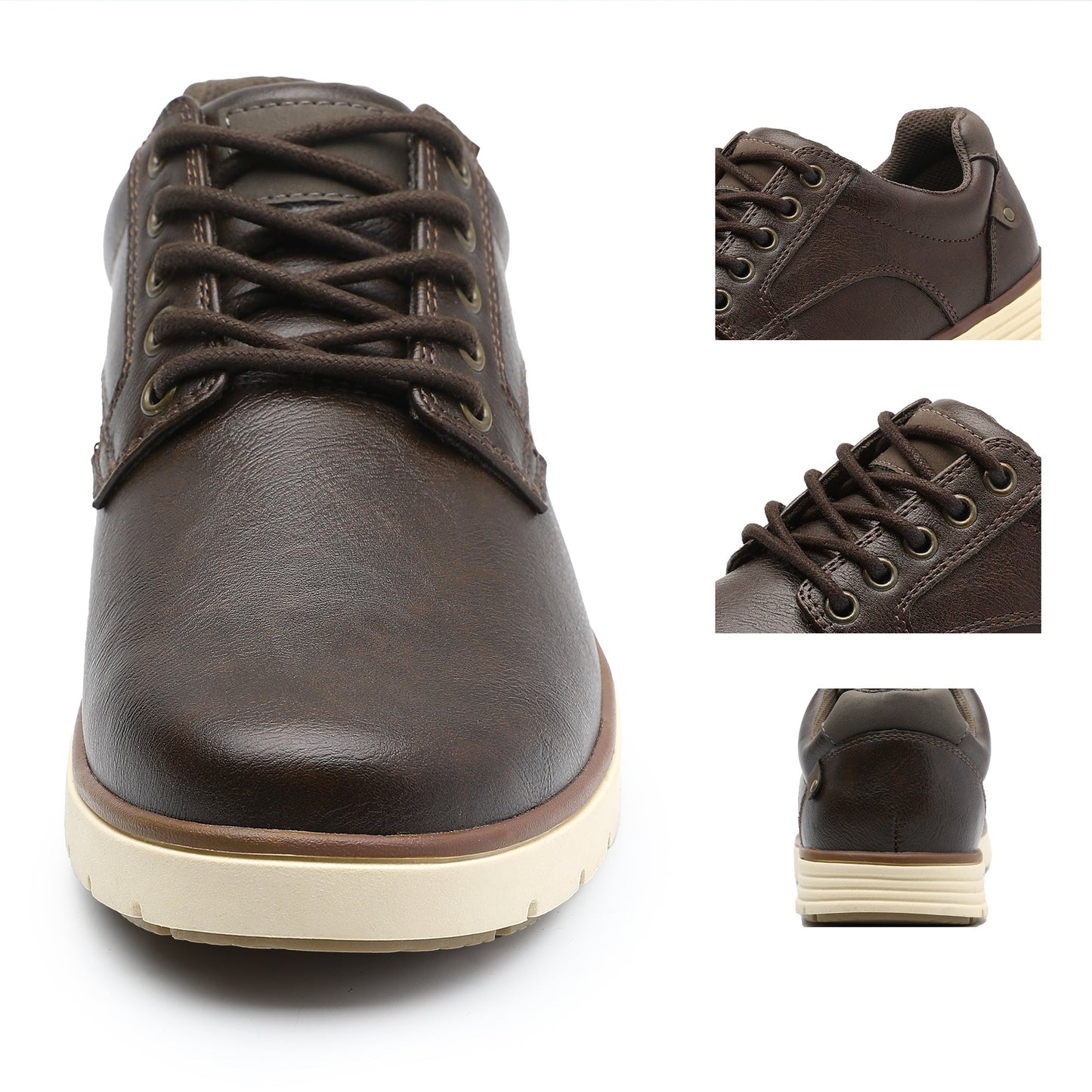 Men's Vintage Solid Color Low Top Boots, Comfy Non Slip Durable Lace Up Shoes For Men's Outdoor Activities