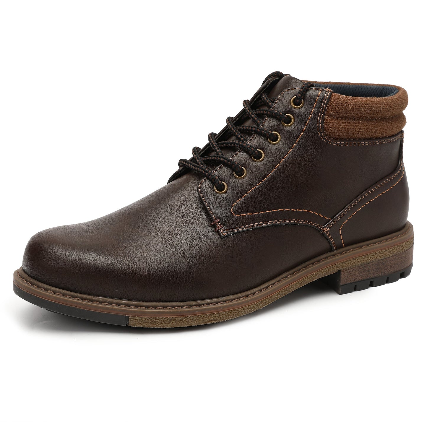 Men's Vintage Solid Color Boots, Comfy Non Slip Durable Lace Up Shoes For Men's Outdoor Activities