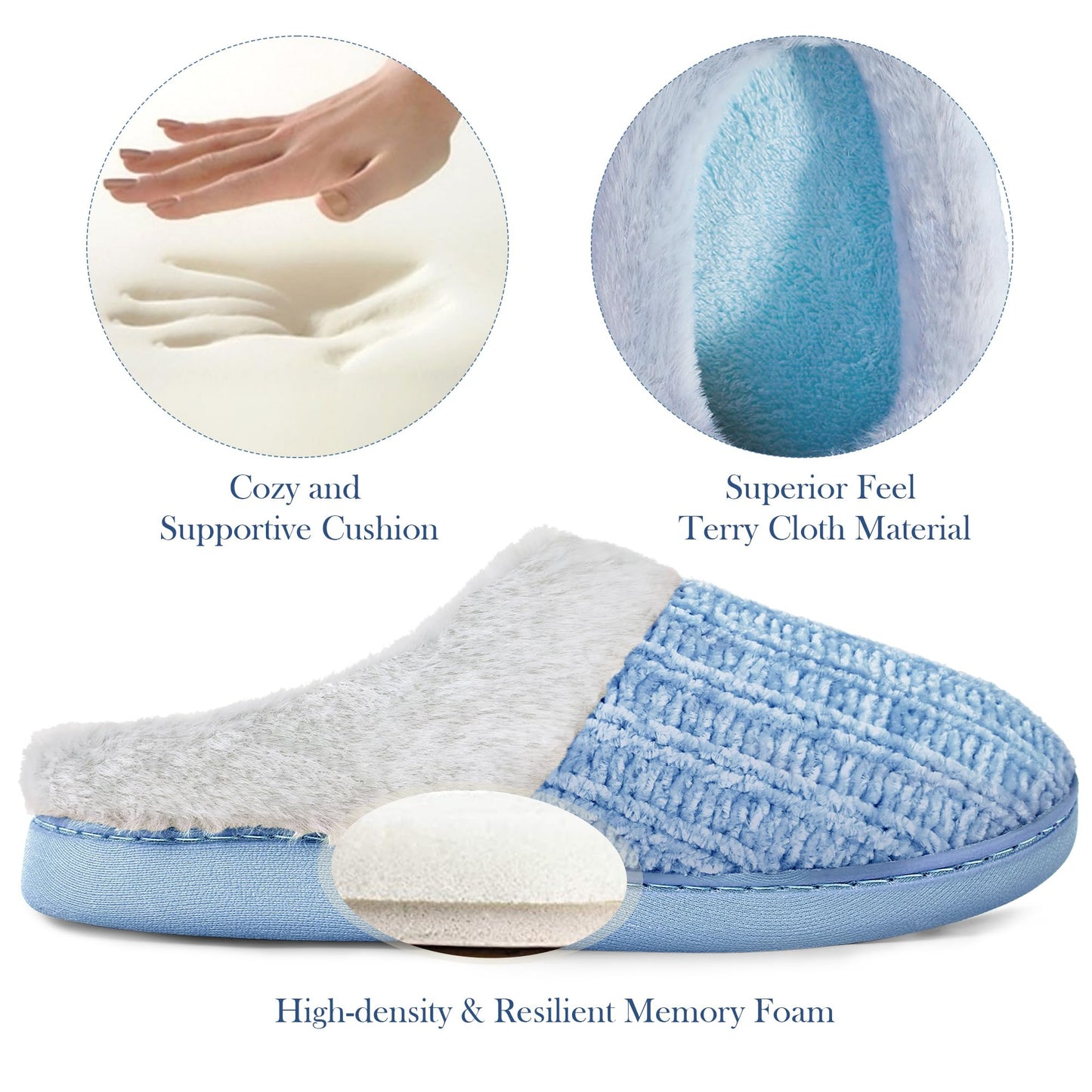 Slippers for Women Memory Foam Fuzzy House Slippers Bedroom Non-slip Warm Fluffy Plush Womens Slippers