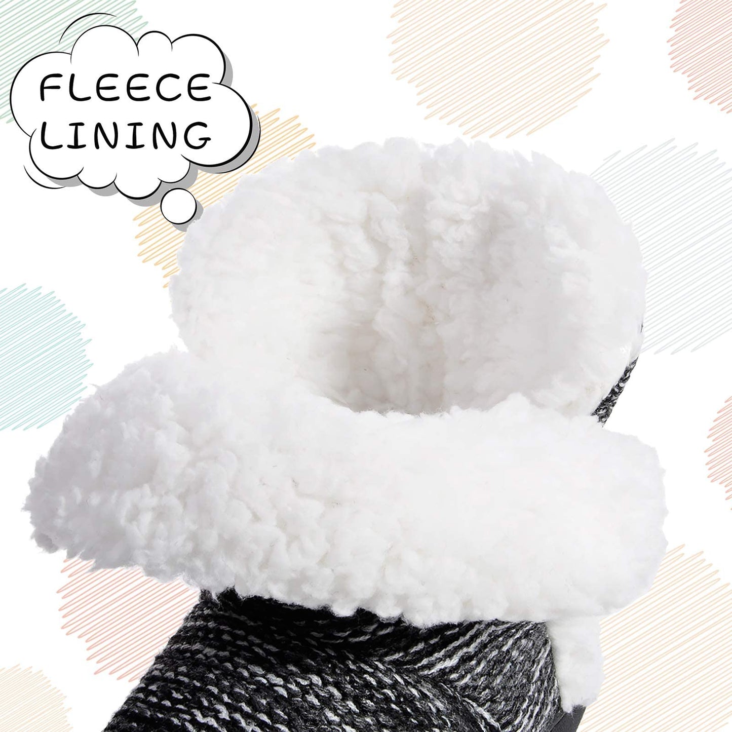 Womens Slipper Booties Warm Knitted Ankle Fuzzy Memory Foam Slippers for Women House Shoes