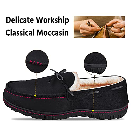 MIXIN Mens Slippers Moccasins Slippers for Men Warm House Shoes with Cozy Memory Foam Hard Sole Men's Indoor Outdoor Slippers