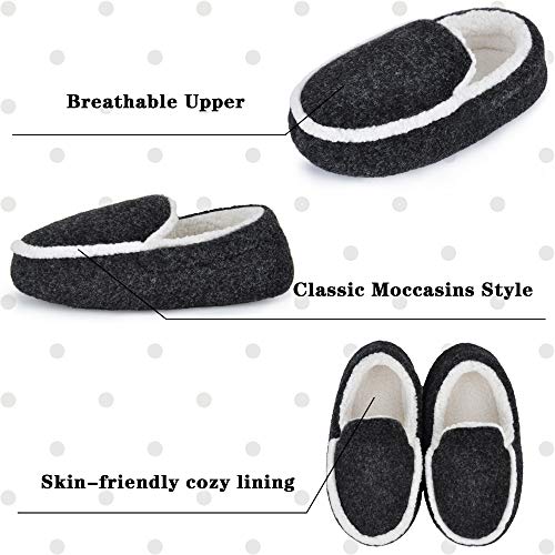 HOMEHOT Boys Slippers Cute Kids House Shoes Memory Foam Bedroom Slippers Anti Slip Rubber Sole Indoor Outdoor Shoes Black Big Kid 2-3