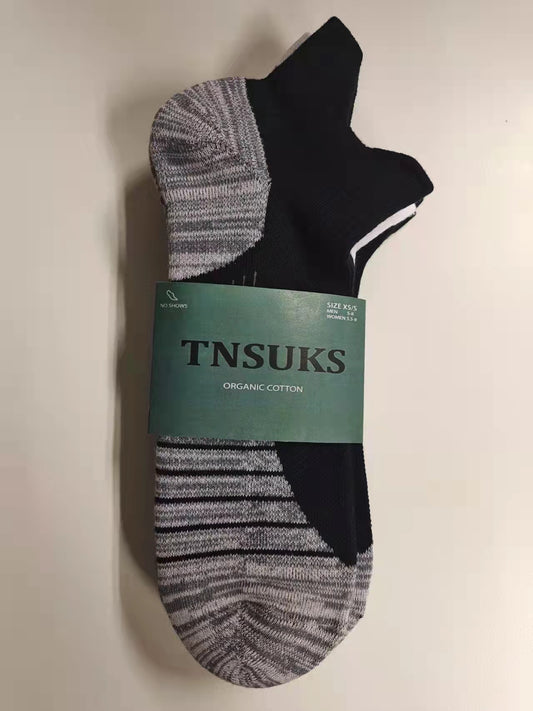 TNSKUS Mens Soft Low Cut Socks in Black & Gray