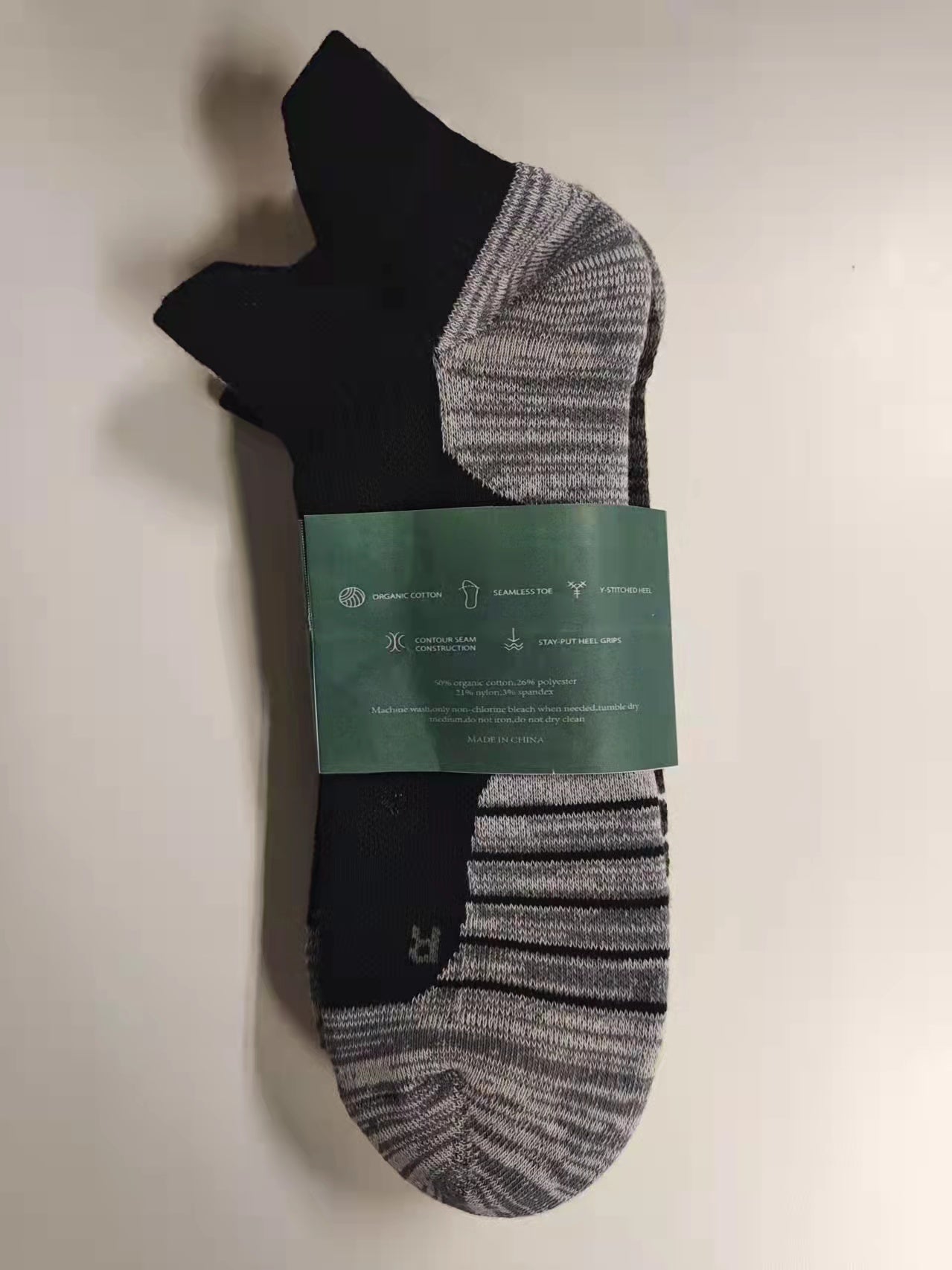 TNSKUS Mens Soft Low Cut Socks in Black & Gray