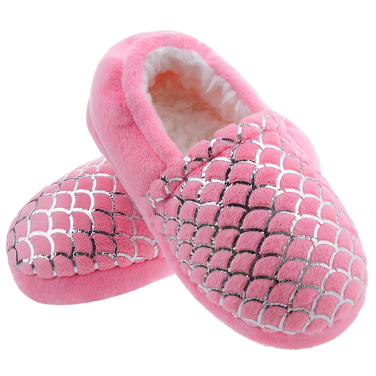 HOMEHOT Girls Slippers Little Kid Big Kid Memory Foam House Slippers Indoor Outdoor Rubber Sole