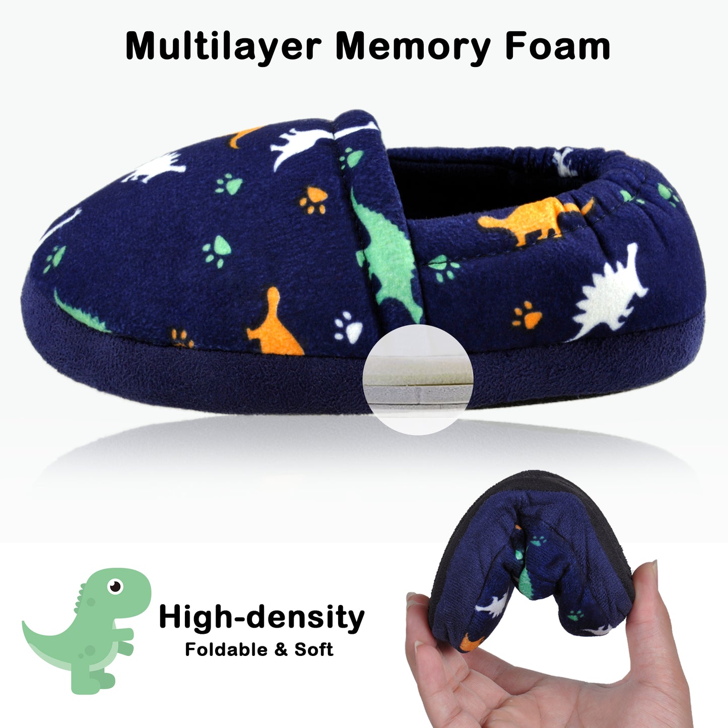 HOMEHOT Boys Slippers Kids Toddler Elastic Heel House Shoes Cozy Memory Foam Slippers Indoor Outdoor