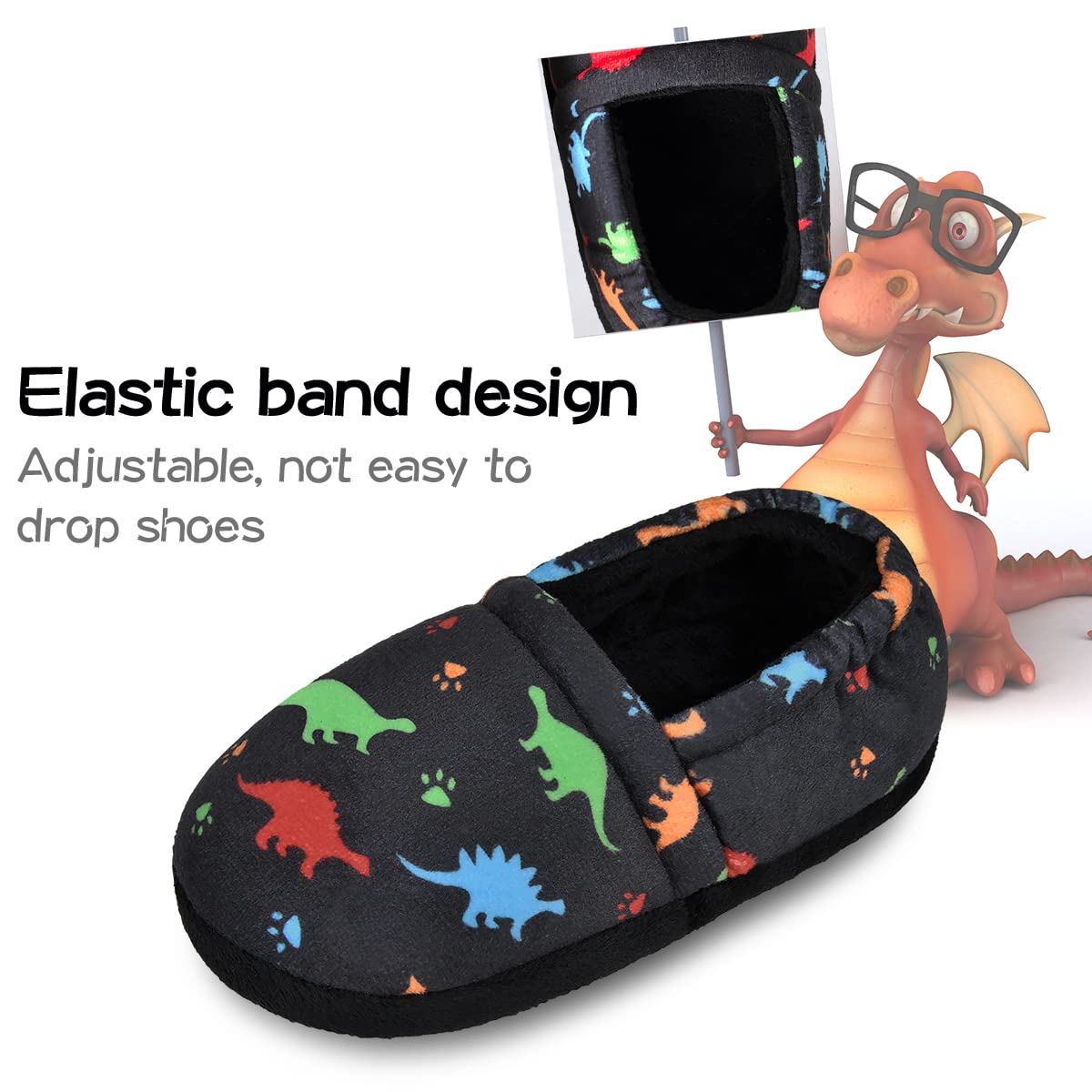 HOMEHOT Boys Slippers Kids Toddler Elastic Heel House Shoes Cozy Memory Foam Slippers Indoor Outdoor