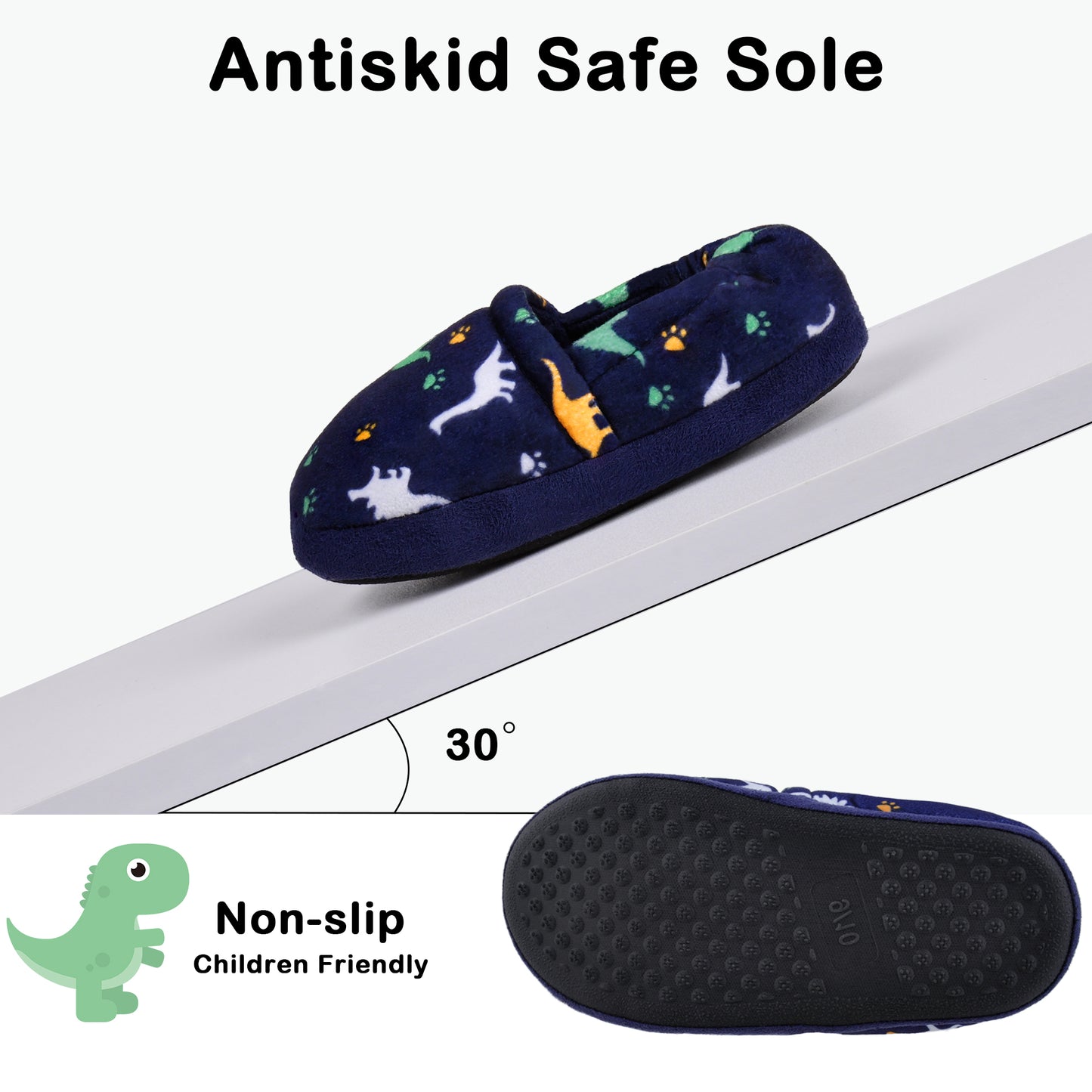 HOMEHOT Boys Slippers Kids Toddler Elastic Heel House Shoes Cozy Memory Foam Slippers Indoor Outdoor