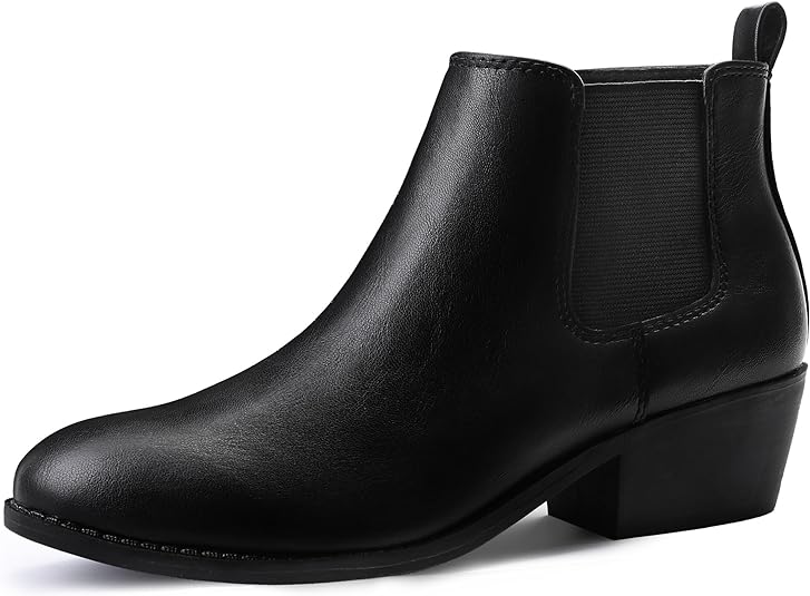 MIXIN Chelsea Boots Women Fashion Ankle Booties Classic Low Heel Side Zip Shoes for Women Black Brown