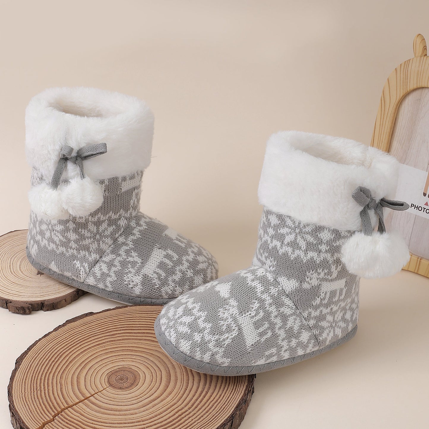 Girls Slippers Boots Bedroom Bootie Shoes for Winter Warm Anti-Slip Plush Slippers for Little Kid