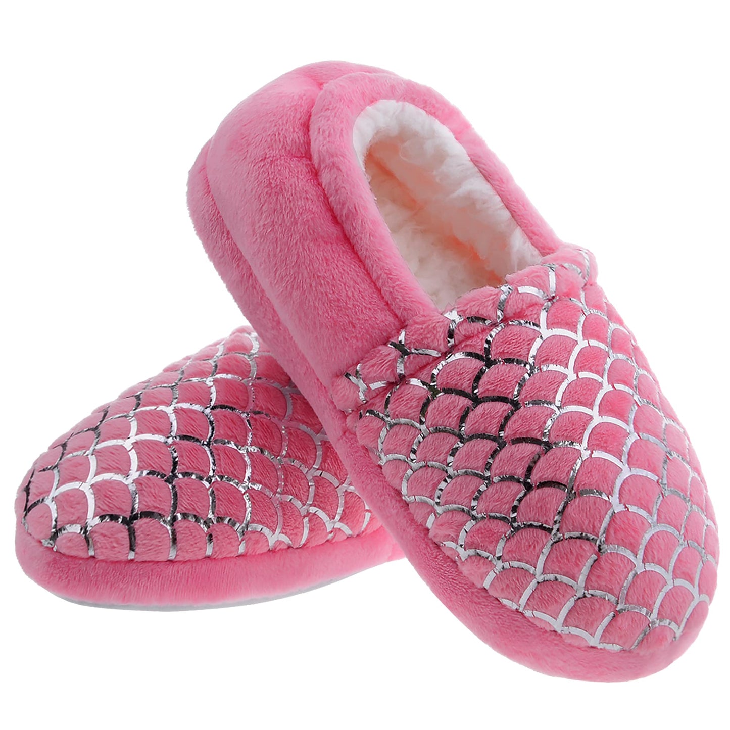 Girls Slippers Mermaid Princess No-Slip Memory Foam Slippers Soft Rubber Sole House Shoes for Bedroom Indoor Outdoor (Toddler/Little/Big Kid)