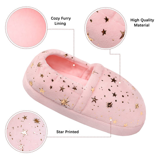 Kids Slippers for Girls Toddler Elastic Heel House Shoes Cozy Memory Foam Slippers Boys Indoor Outdoor