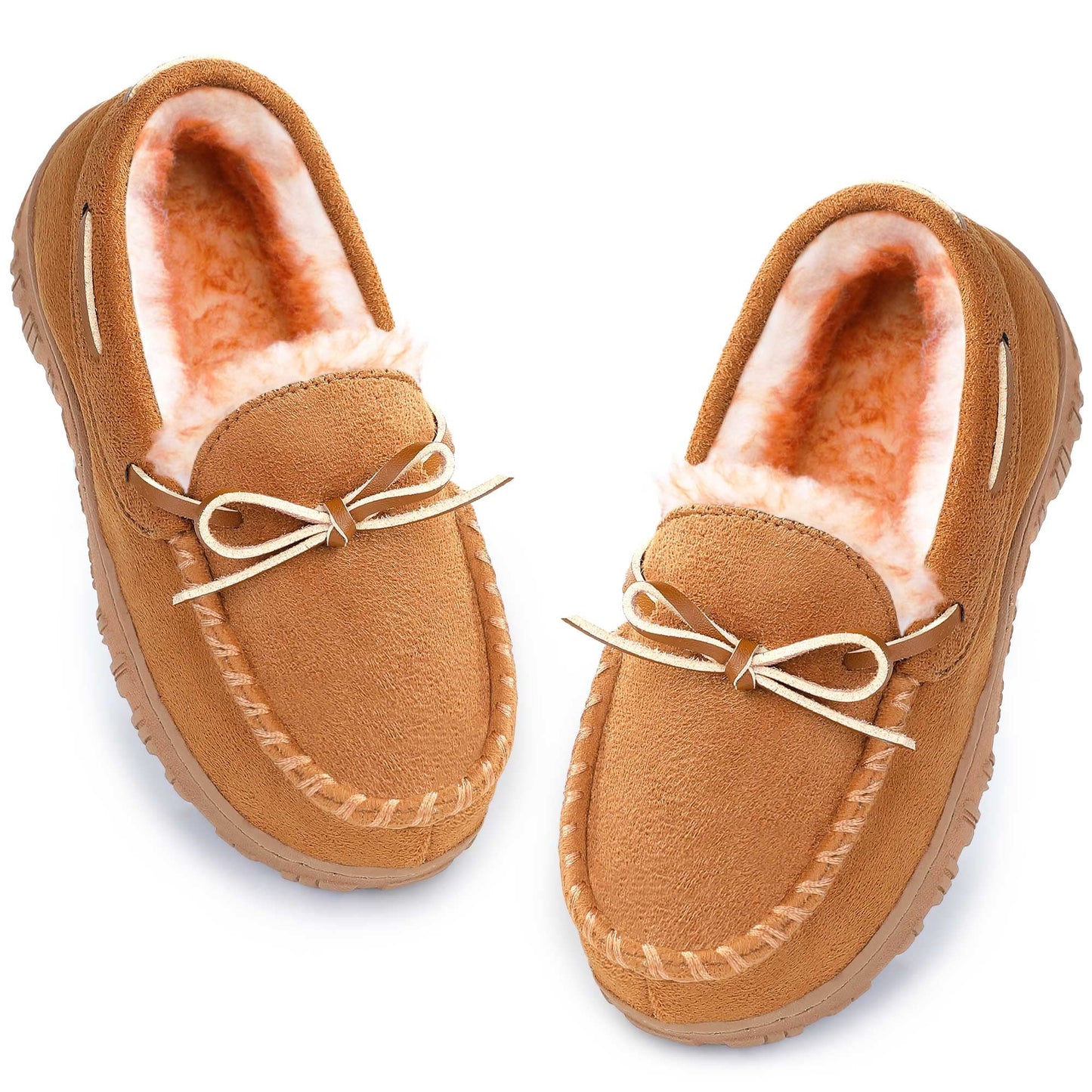 Boys Slippers Girls Slippers Memory Foam Moccasin Shoes Furry Plush Lining Non Slip Indoor Outdoor Boys Slippers for Big Kids Little Kids