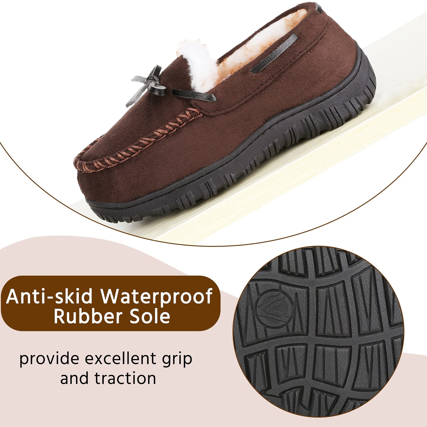 Boys Slippers Girls Slippers Memory Foam Moccasin Shoes Furry Plush Lining Non Slip Indoor Outdoor Boys Slippers for Big Kids Little Kids