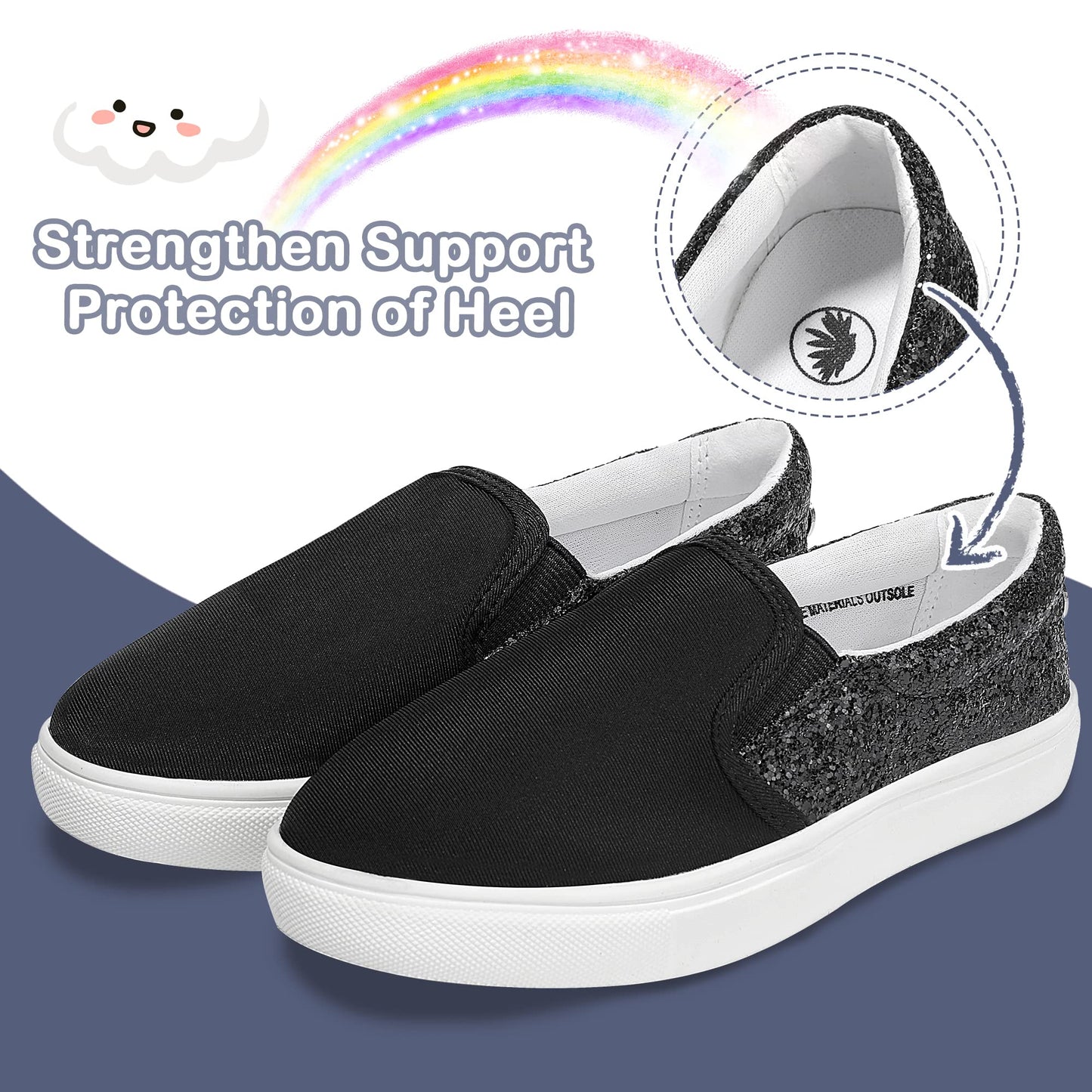 Girls Sneakers Slip On Shoes Comfort Casual Low Top Fashion Flats Tennis Walking Casual Shoes for Little/Big Kids