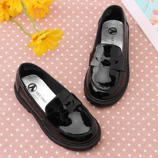 Girls Loafers Chunky Platform Penny Loafers School Uniform Slip On Dress Shoes