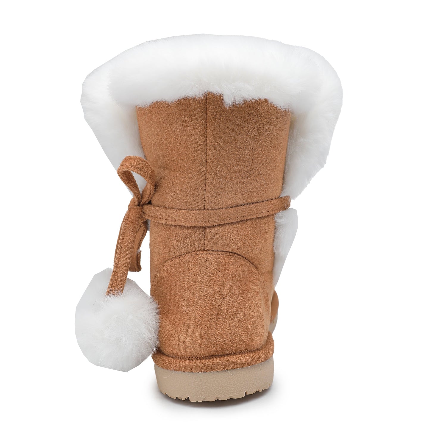 Girls Boots Soft Plush Lining Fur Collar with Zipper Snow Bootie Indoor Outdoor Shoes for Toddler Little Big Kids