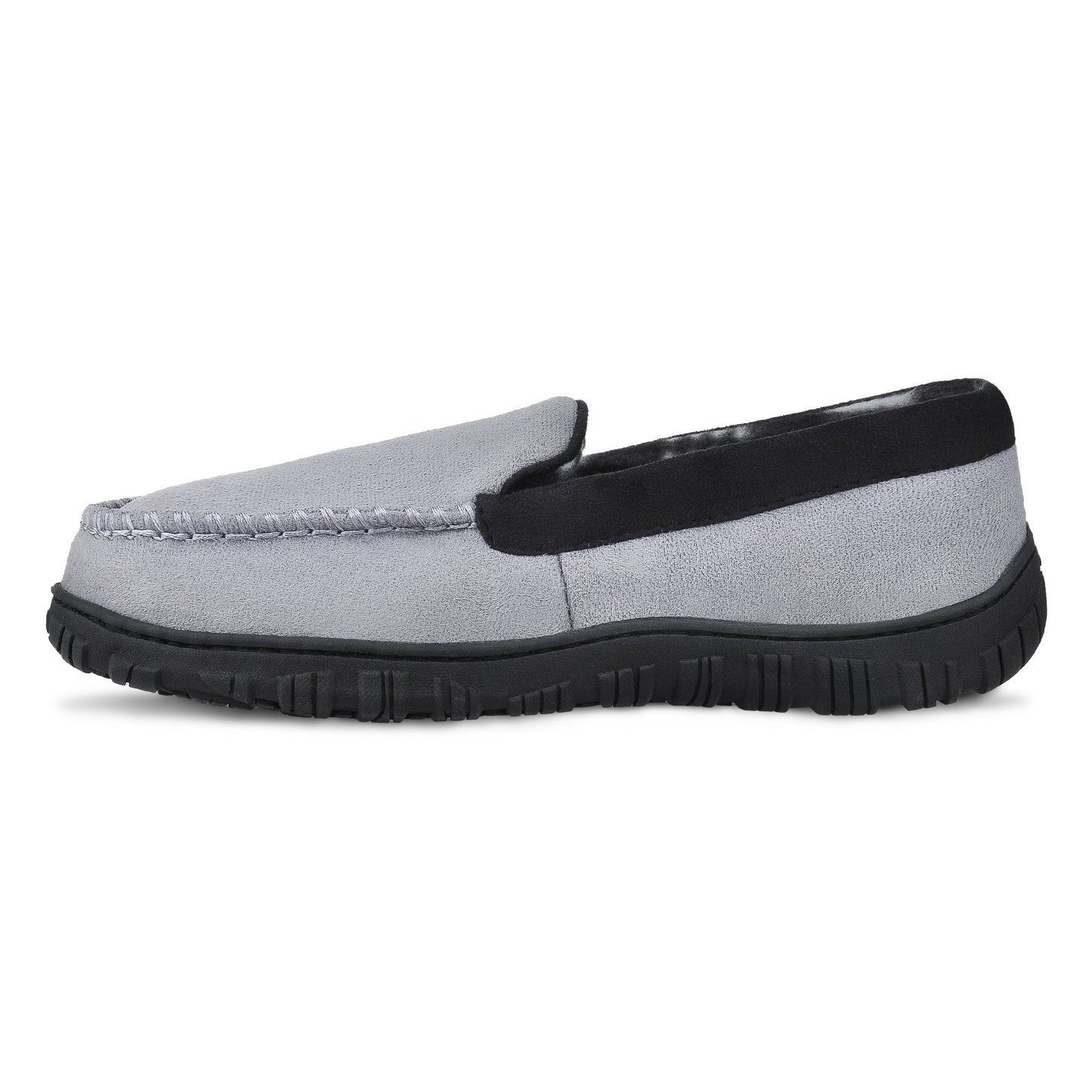 Men's Moccasin Slippers Memory Foam Indoor/Outdoor Warm Suede House Shoes with Slip on Rubber Sole