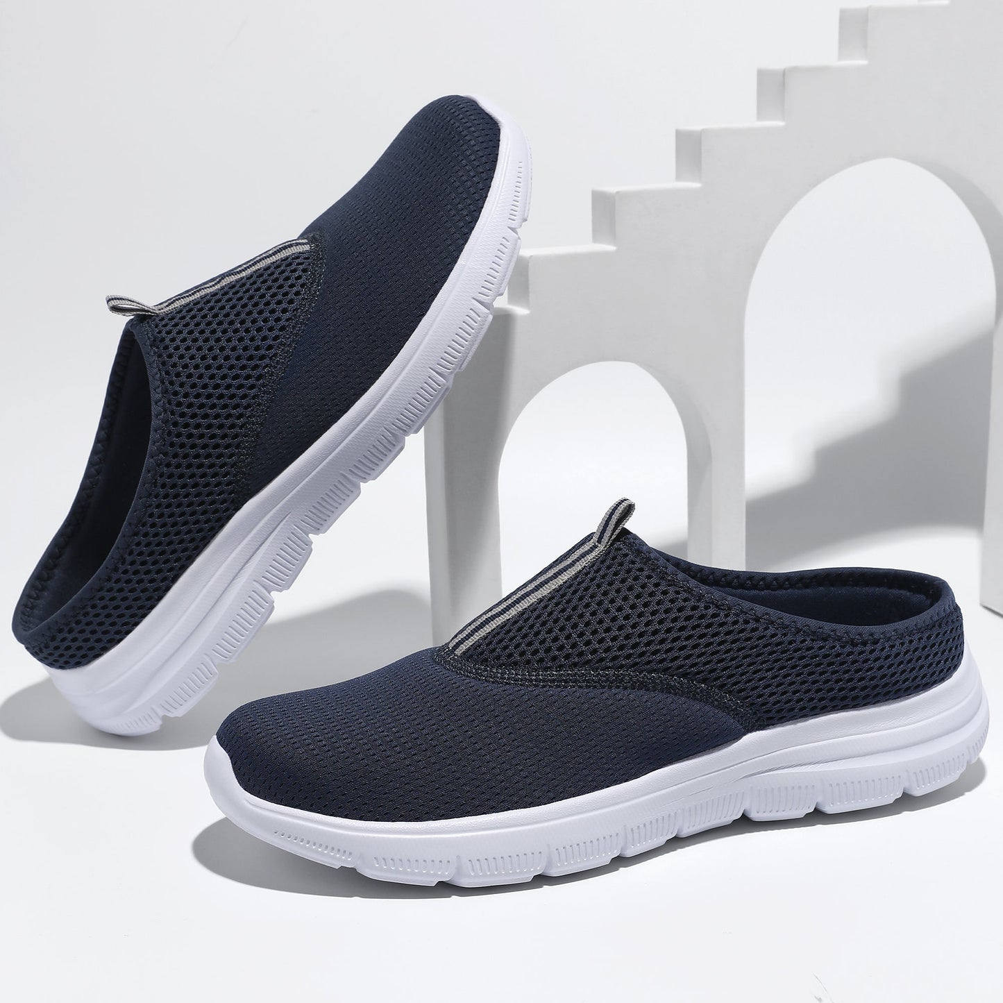 Men's Casual Slip-On Backless Shoes, Breathable Mesh Upper Comfortable Walking Shoes For Indoor And Outdoor, Spring And Summer