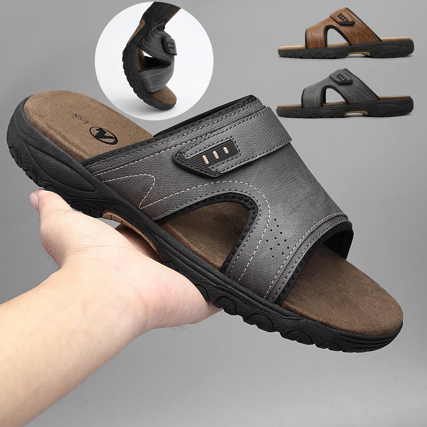 Men's Trendy Comfortable Open Toe Slippers, Breathable Lightweight Non-slip Slippers For Indoor Outdoor Beach