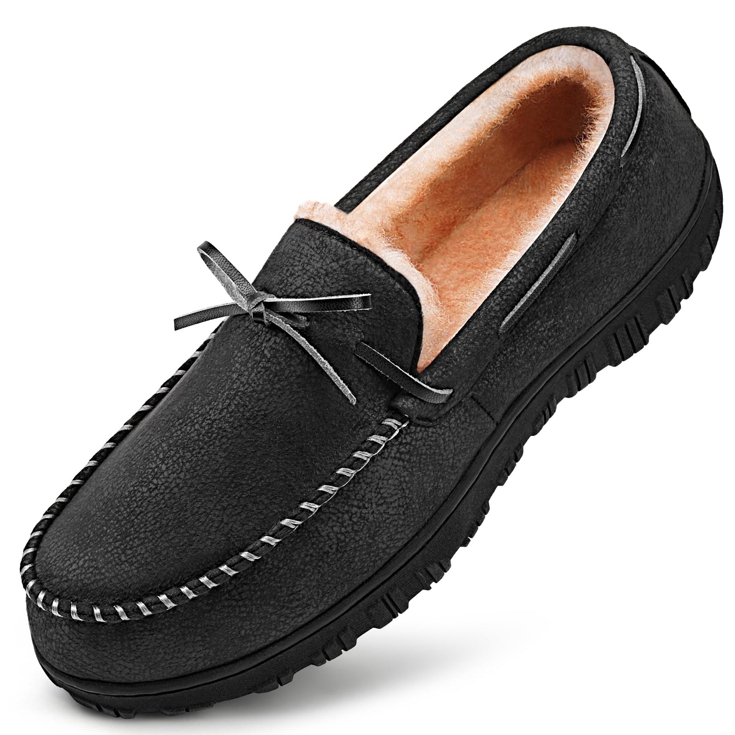 Men's Solid Colour Warm Slip On Loafer Shoes With Memory Foam Sole, Comfy Non Slip Durable Home Shoes, Men's Indoor Footwear