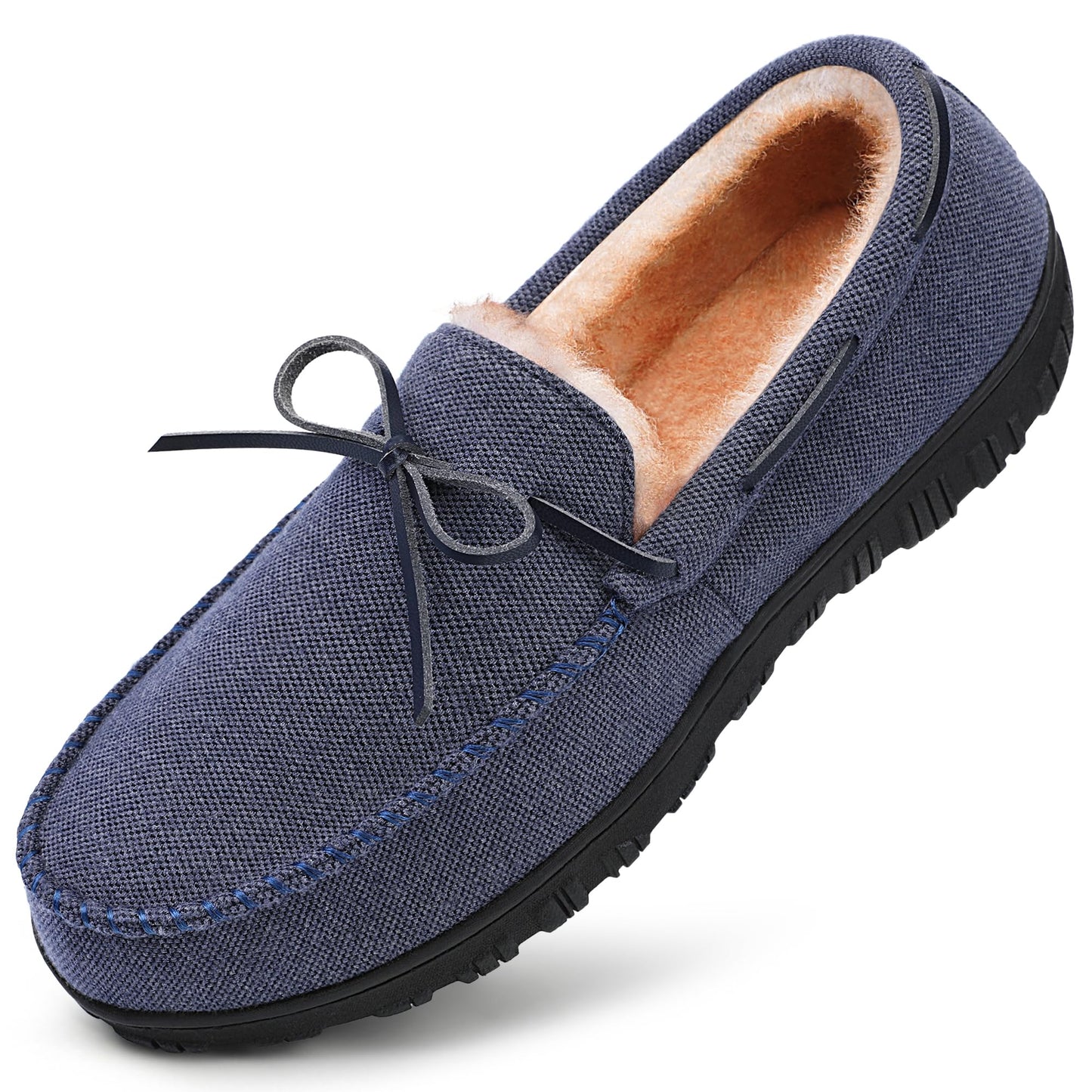 Men's Solid Colour Warm Slip On Loafer Shoes With Memory Foam Sole, Comfy Non Slip Durable Home Shoes, Men's Indoor Footwear