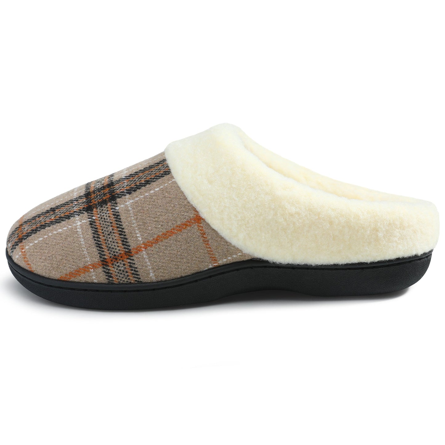 Mens Cozy Memory Foam Scuff Slippers Casual Slip On Warm House Shoes Indoor/Outdoor Sandal Slippers With Arch Support Rubber Sole