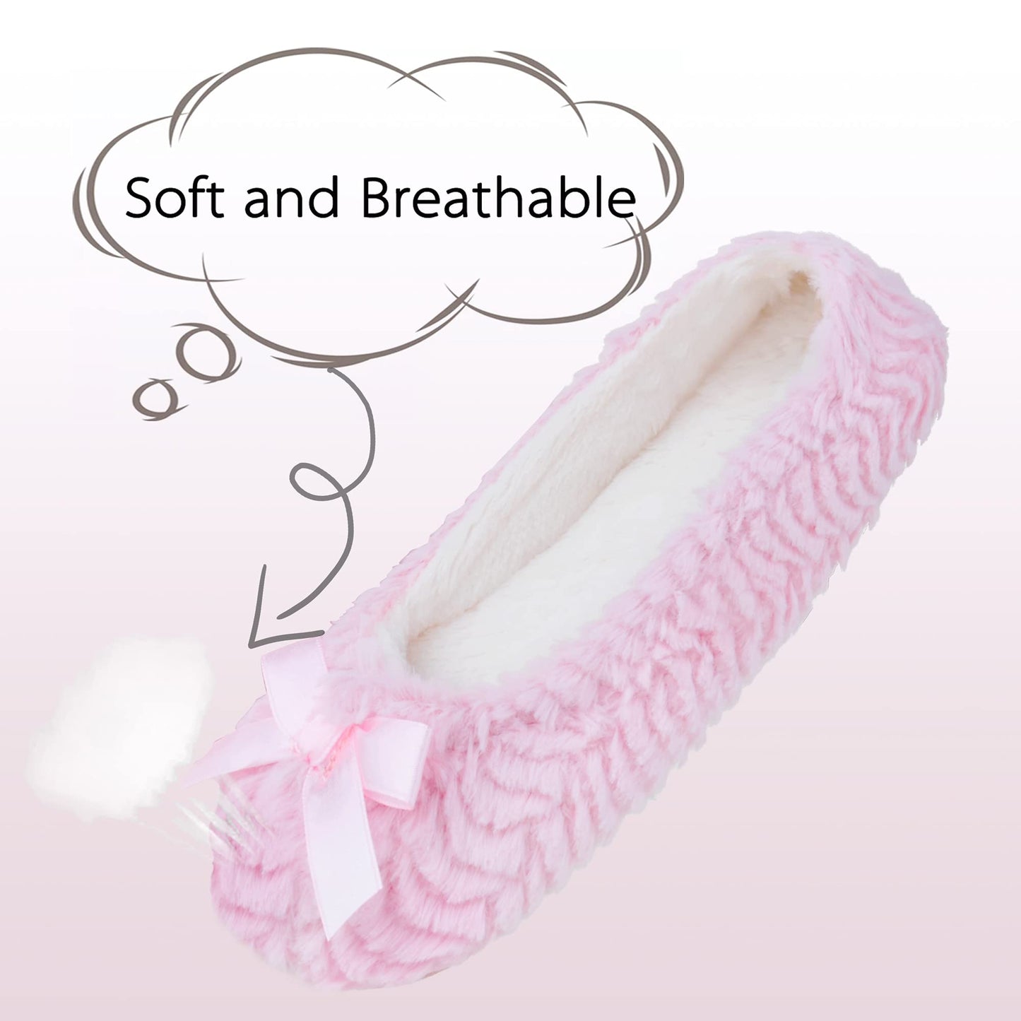 Women's Ballerina Slippers with Comfy Memory Foam Slip-on House Shoes