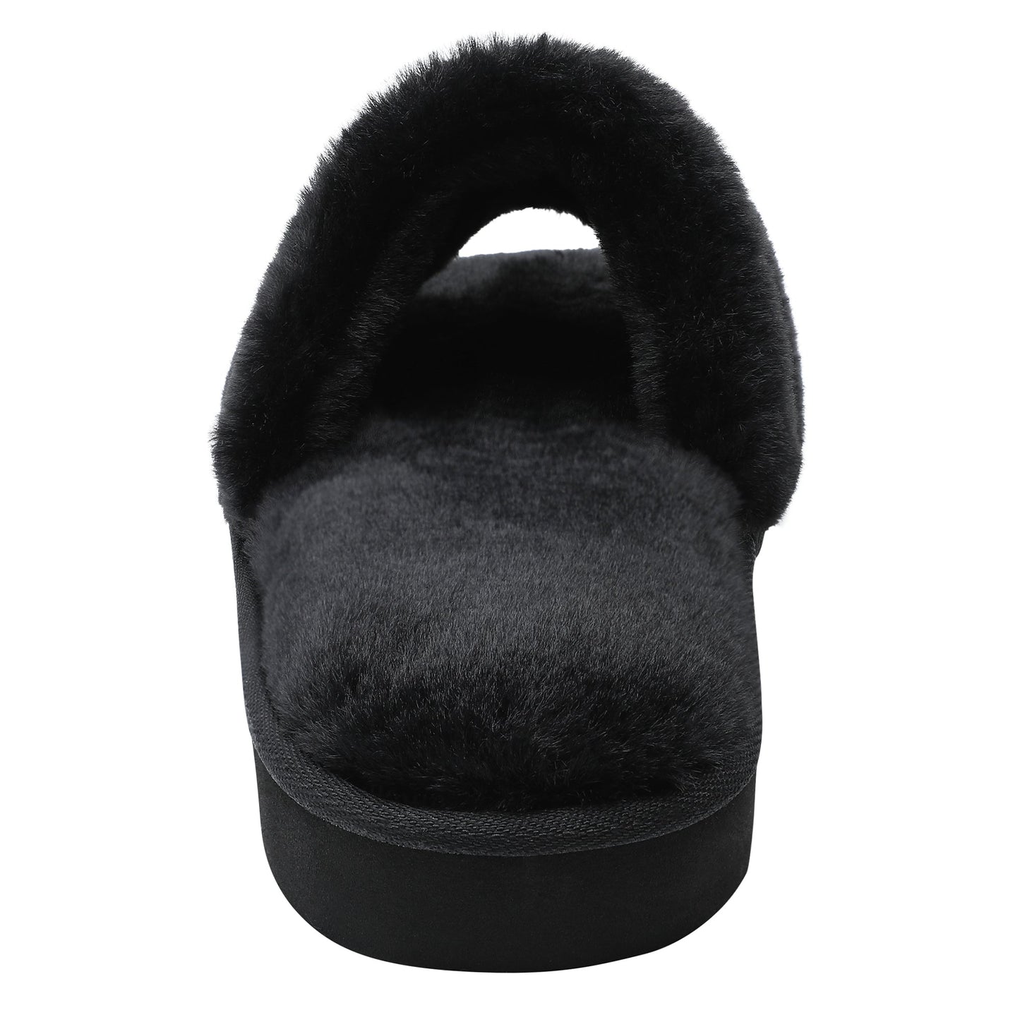 Women's Fuzzy House Memory Foam Slippers, Furry Faux Fur Lined Bedroom Shoes, Cozy Indoor Slide