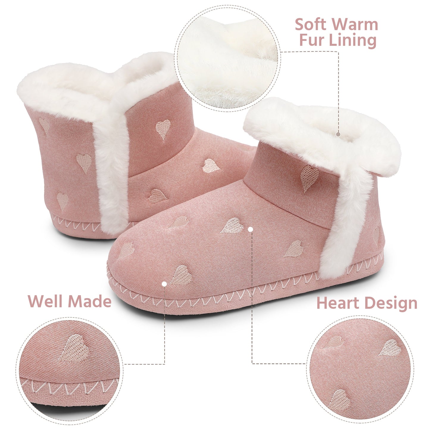 Womens Bootie Slippers Memory Foam House Shoes Indoor Outdoor with Rubber Soles