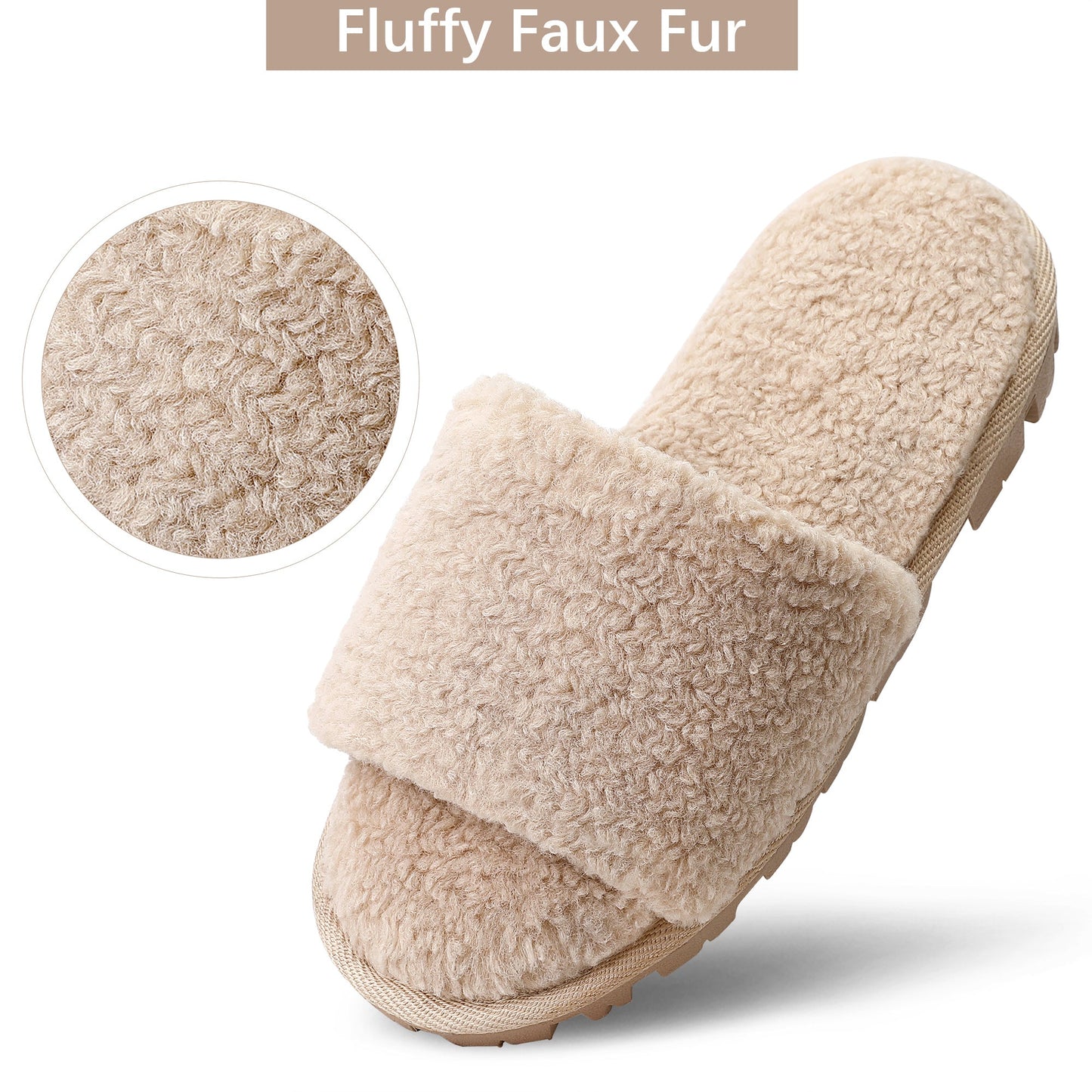 Women's Fuzzy House Memory Foam Slippers, Furry Faux Fur Lined Bedroom Shoes