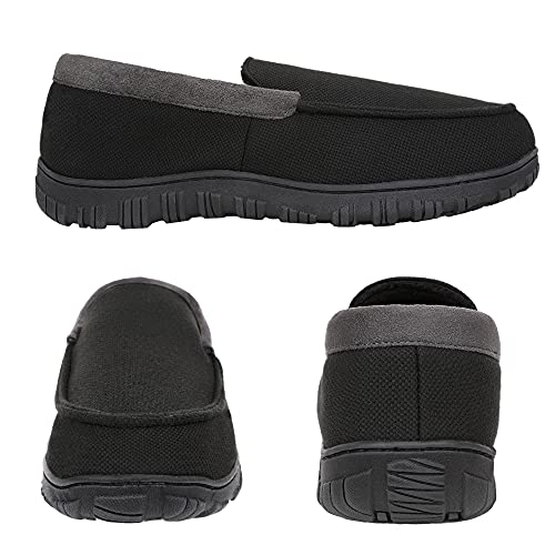 NCCB Mens Moccasin Slippers Memory Foam Microsuede Anti-skid Indoor Outdoor Casual House Slippers