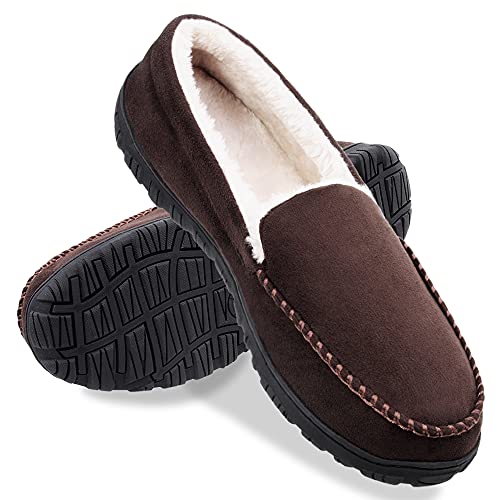 shoeslocker Men Slippers Indoor Outdoor Anti-Slip Slippers for Men Warm Plush