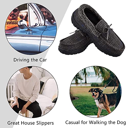 shoeslocker Bedroom Slippers for Mens Indoor Outdoor Mens Moccasin House Shoes Anti- Slip Slippers Brown Size 8