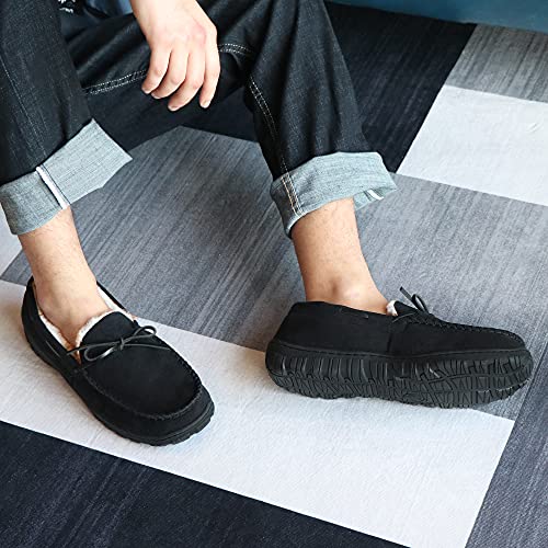 MIXIN Mens Slippers Moccasins Slippers for Men Warm House Shoes with Cozy Memory Foam Hard Sole Men's Indoor Outdoor Slippers