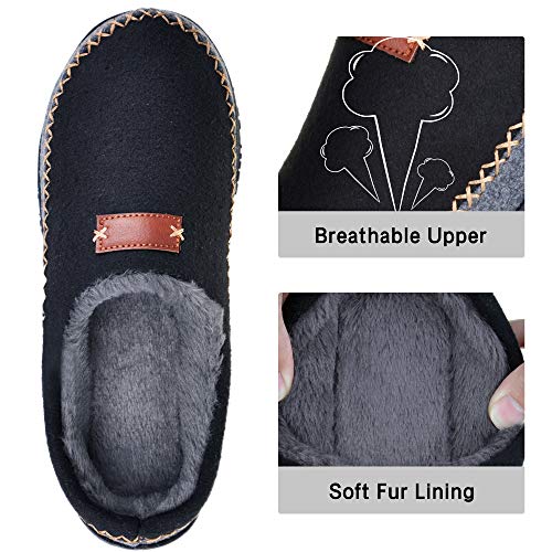 MIXIN Mens Moccasin Slippers - Memory Foam Slip on Clog Comfort Micro Fur Lining House Shoes