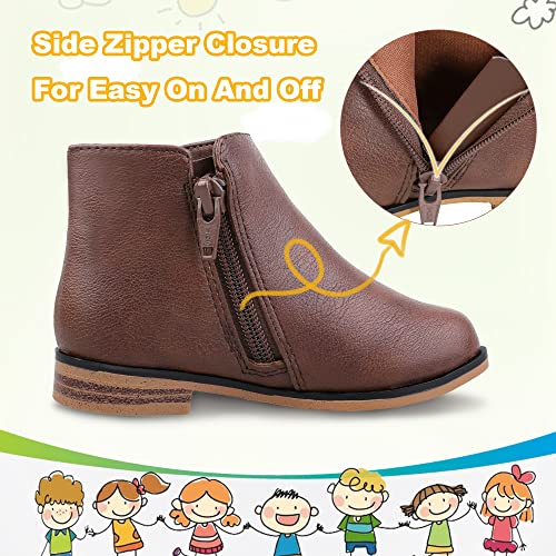 Fupoia Girls Boots Kids Ankle Boots for Girls Side Zipper Booties Teen Fashion Boots for Toddler Short Suede Low Heels Boots