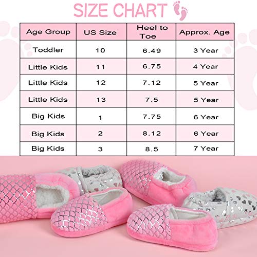 MIXIN Girls Slippers Mermaid Princess No-Slip Memory Foam Slippers Soft Rubber Sole House Shoes for Bedroom Indoor Outdoor (Toddler/Little/Big Kid)