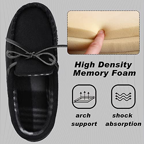 NCCB House Slippers for Girls Comfortable Memory Foam Adorable Moccasin Slippers Indoor Outdoor Black Size 1