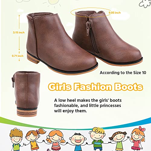 Fupoia Girls Boots Kids Ankle Boots for Girls Side Zipper Booties Teen Fashion Boots for Toddler Short Suede Low Heels Boots