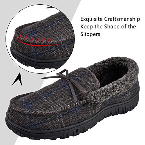 shoeslocker Bedroom Slippers for Mens Indoor Outdoor Mens Moccasin House Shoes Anti- Slip Slippers Brown Size 8