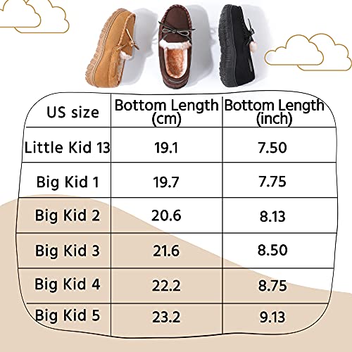 NCCB Boys Girls House Slippers Memory Foam Moccasin Shoes Furry Plush Lining Non Slip Indoor Outdoor Boys Slippers for Big Kids Little Kids