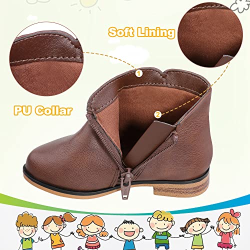 Fupoia Girls Boots Kids Ankle Boots for Girls Side Zipper Booties Teen Fashion Boots for Toddler Short Suede Low Heels Boots