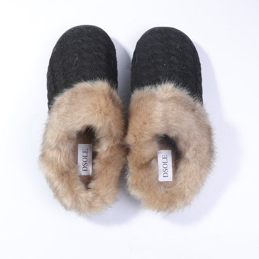 DSOLE Womens Fuzzy Slippers Womens Memory Foam House Slippers Indoor Outdoor Bedroom Shoes Hard Rubber Sole